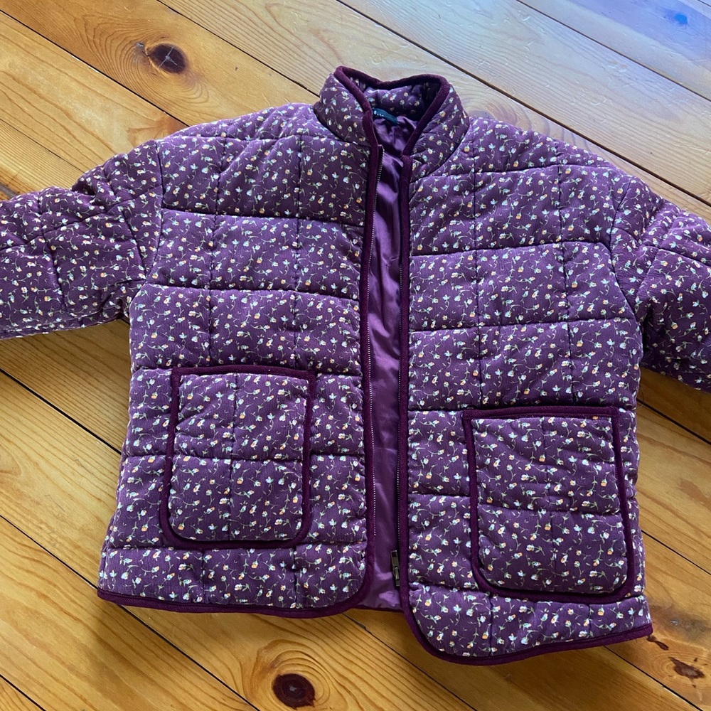 Lulus Burgundy Floral Quilted Puffer Jacket Women’s L EUC 🩷 - Picture 3 of 10